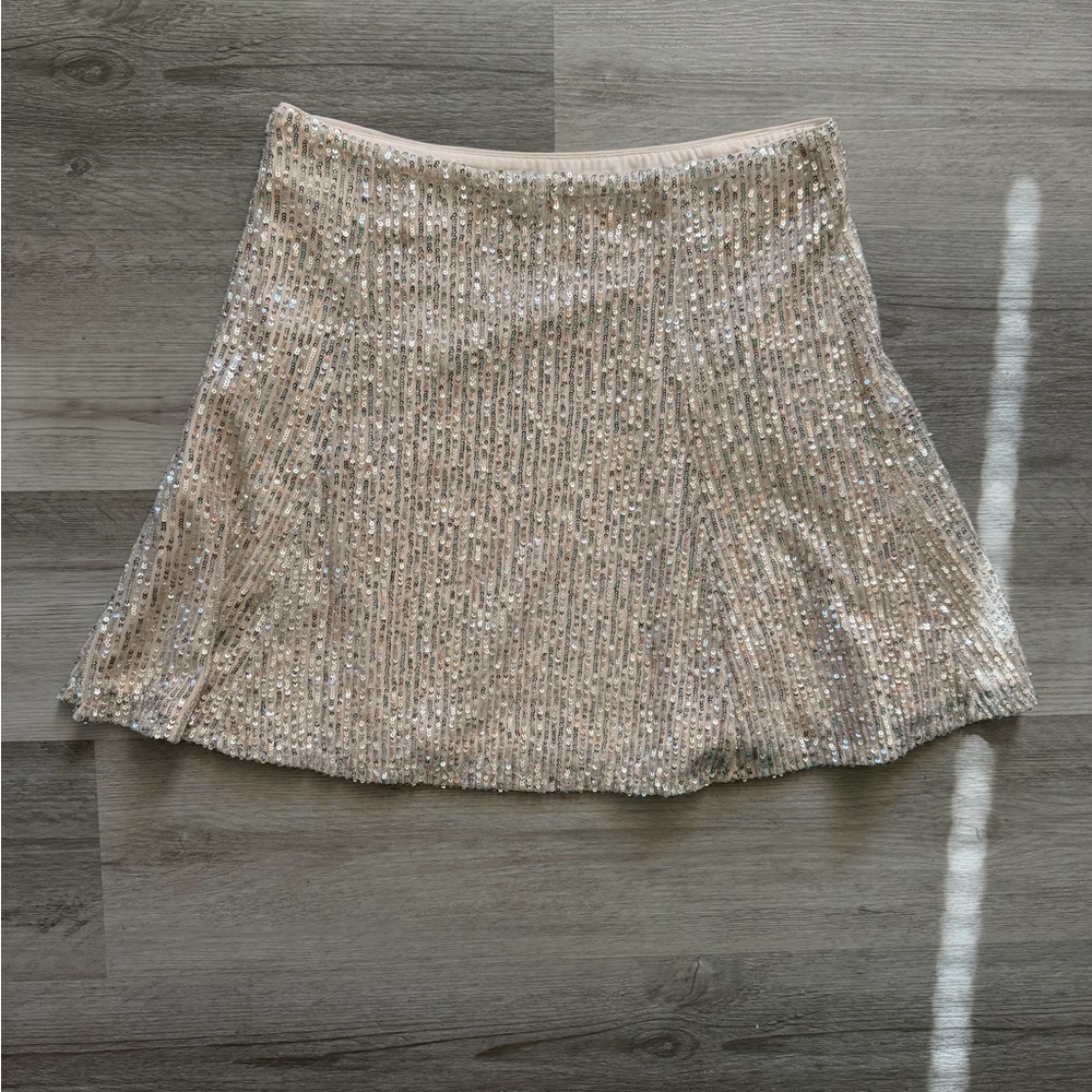 LOFT Silver Sequin Mini Skirt